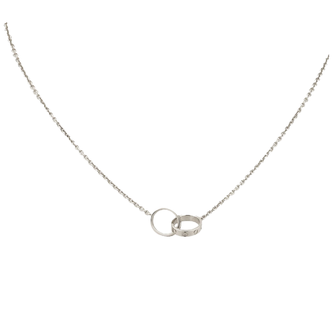 LOVE NECKLACE DOUBLE RING | ZILVER