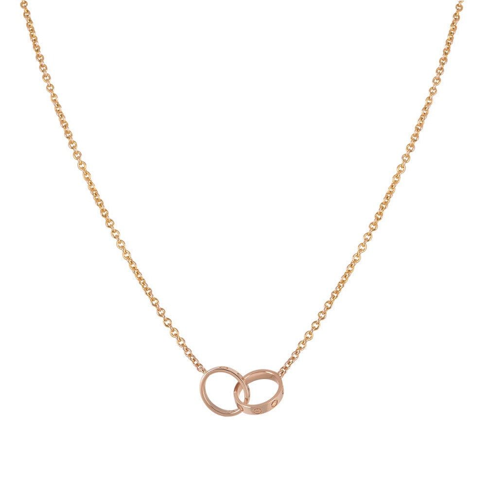 LOVE NECKLACE DOUBLE RING | ROSÉ GOUD