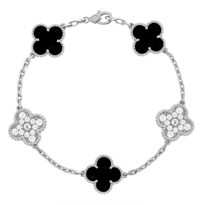 CLOVER BRACELET DELUXE SILVER | ZILVER & ZWART