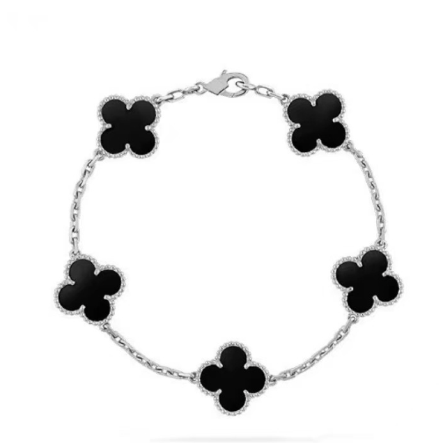 CLOVER BRACELET SILVER | ZWART