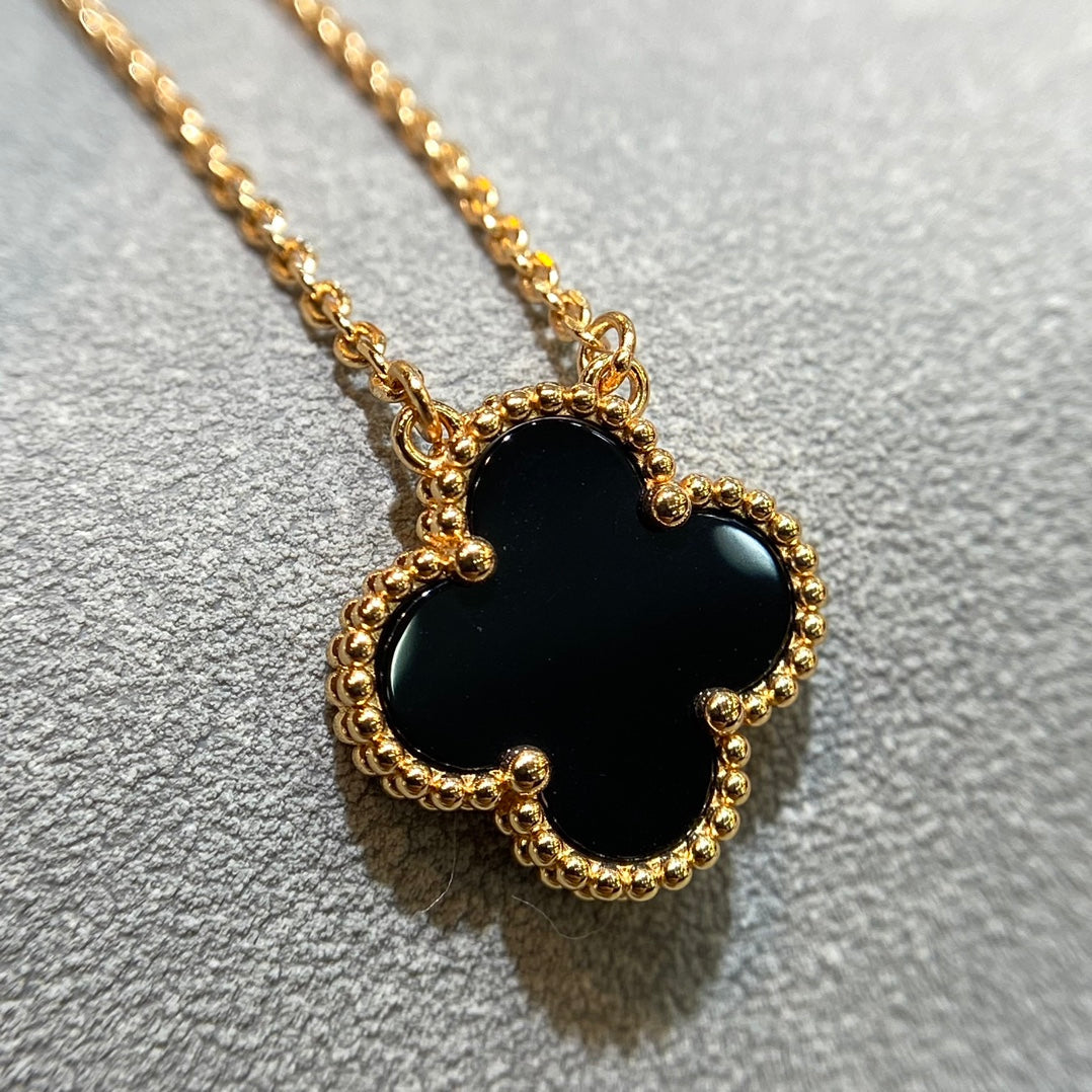 CLOVER NECKLACE GOLD | ZWART