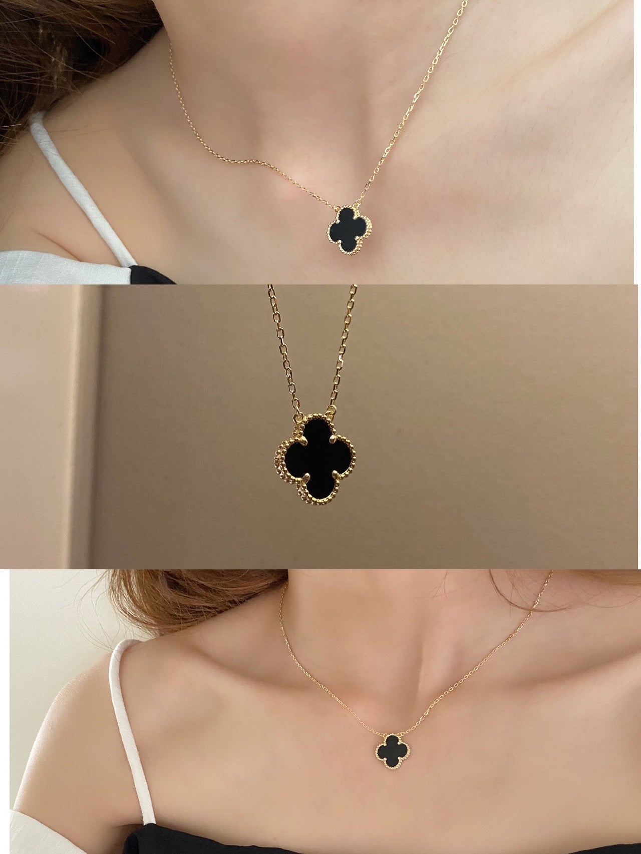 CLOVER NECKLACE GOLD | ZWART