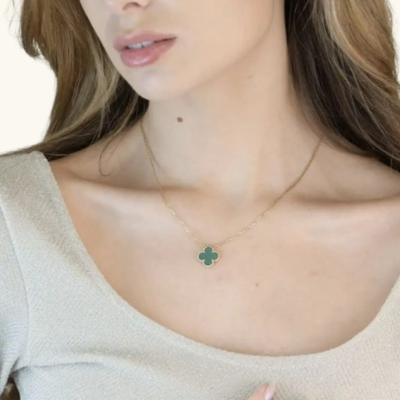 CLOVER NECKLACE GOLD | GROEN