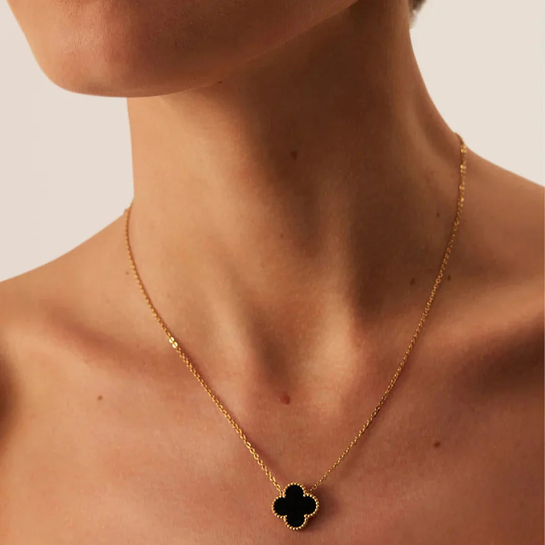 CLOVER NECKLACE GOLD | ZWART