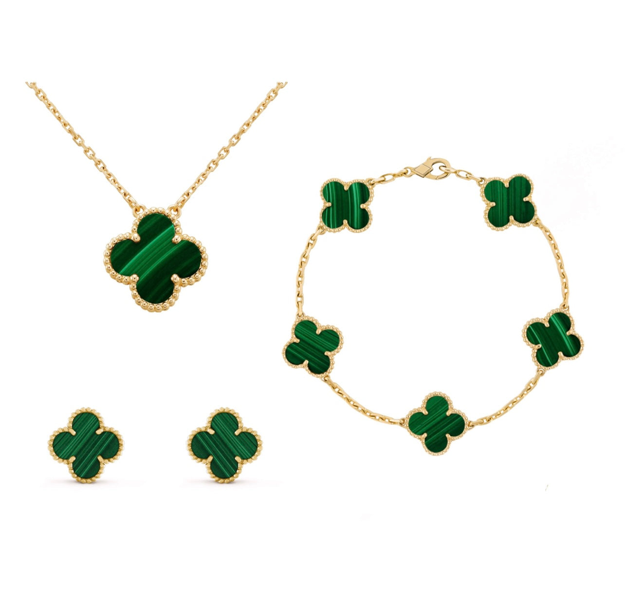 CLOVER BLOOM SET 3 GOLD | GROEN